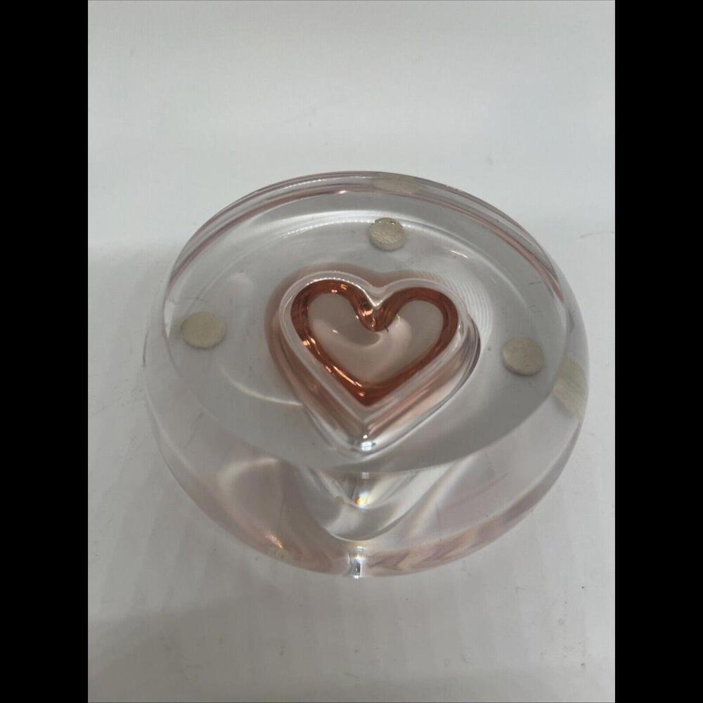 Rare MOSER Pink One Heart Paperweight Rosalin